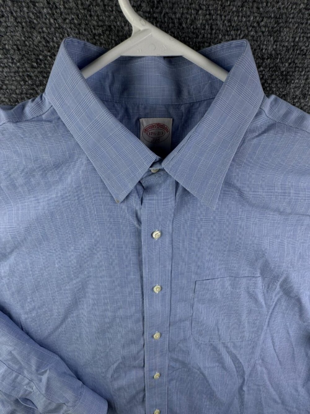 Brooks Brothers Cotton Button Up Shirt Long Sleeve Men 17.5 32/33 Non Iron Blue